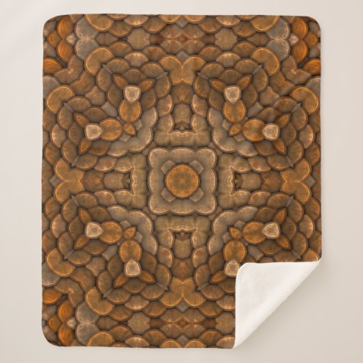 Rustic Brown Scale  Fractal Kaleidoscope Sherpa Deken (Voorkant)