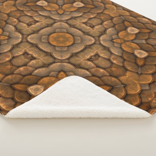 Rustic Brown Scale Fractal Kaleidoscope Sherpa Deken (3/4)