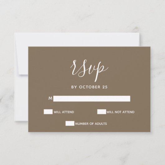 Rustic Brown Simple Calligraphy Modern RSVP Kaartje (Voorkant)