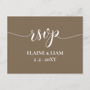 Rustic Brown Simple Calligraphy Modern RSVP Uitnodiging Briefkaart