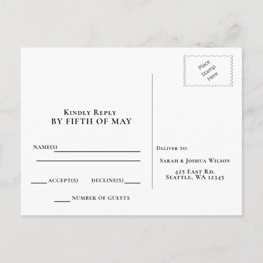 Rustic Brown Simple Calligraphy Modern RSVP Uitnodiging Briefkaart (Achterkant)