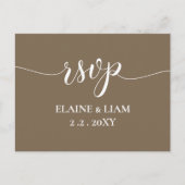 Rustic Brown Simple Calligraphy Modern RSVP Uitnodiging Briefkaart (Voorkant)