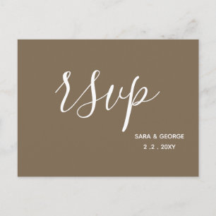 Rustic Brown Simple Calligraphy Modern RSVP Uitnodiging Briefkaart