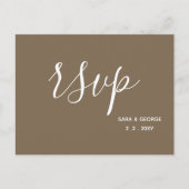 Rustic Brown Simple Calligraphy Modern RSVP Uitnodiging Briefkaart (Voorkant)