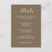 Rustic Brown Simple Calligraphy Modern Wedding Enc Informatiekaartje (Voorkant)