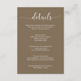Rustic Brown Simple Calligraphy Modern Wedding Enc Informatiekaartje