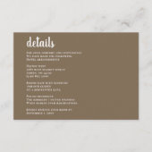Rustic Brown Simple Calligraphy Modern Wedding Informatiekaartje (Voorkant)