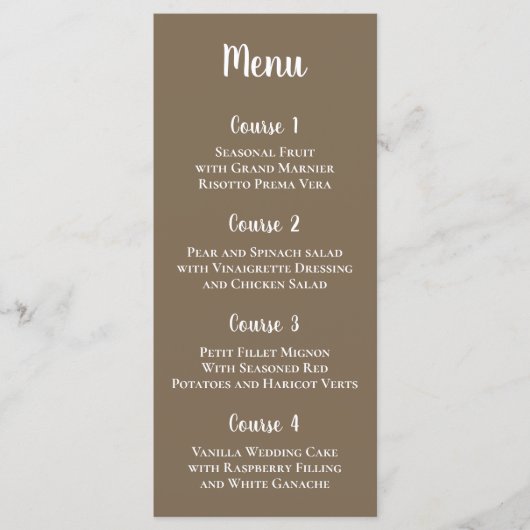 Rustic Brown Simple Calligraphy Modern Wedding Menu (Voorkant)