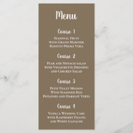 Rustic Brown Simple Calligraphy Modern Wedding Menu