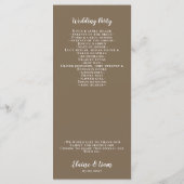 Rustic Brown Simple Calligraphy Modern Wedding Programmakaart (Achterkant)