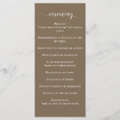 Rustic Brown Simple Calligraphy Modern Wedding Programmakaart (Voorkant)