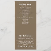 Rustic Brown Simple Calligraphy Modern Wedding Programmakaart (Achterkant)