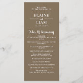 Rustic Brown Simple Calligraphy Modern Wedding Programmakaart (Voorkant)