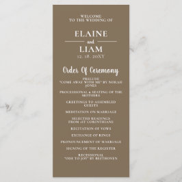 Rustic Brown Simple Calligraphy Modern Wedding Programmakaart