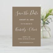 Rustic Brown Simple Calligraphy Save the Date (Staand voorkant)
