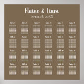 Rustic Brown Simple Calligraphy Wedding Seating Se Poster (Voorkant)