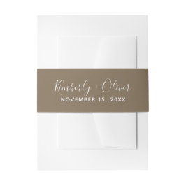 Rustic Brown Simple Calligraphy Wedding Uitnodigingen Wikkel