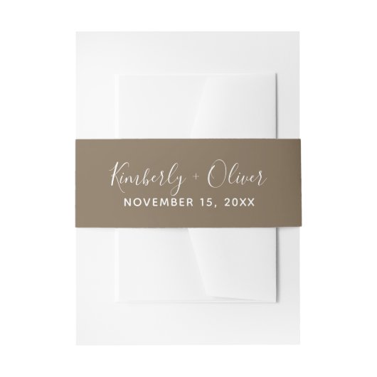 Rustic Brown Simple Calligraphy Wedding Uitnodigingen Wikkel (Voorkant Voorbeeld)