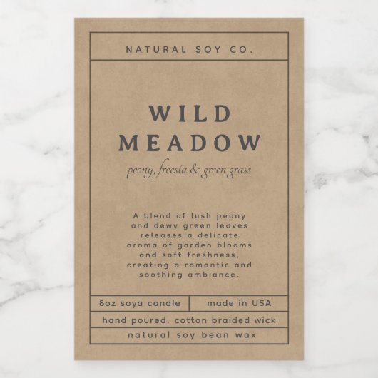 Rustic Brown Simple Elegant Minimal Candle Label Voedselcontainer Etiket (Enkel label)