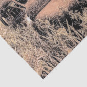 Rustic Brown Sketch Art Car Old Antiek Tissuepapier (Detail)