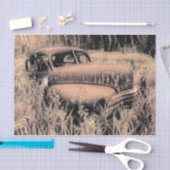 Rustic Brown Sketch Art Car Old Antiek Tissuepapier (Craft)