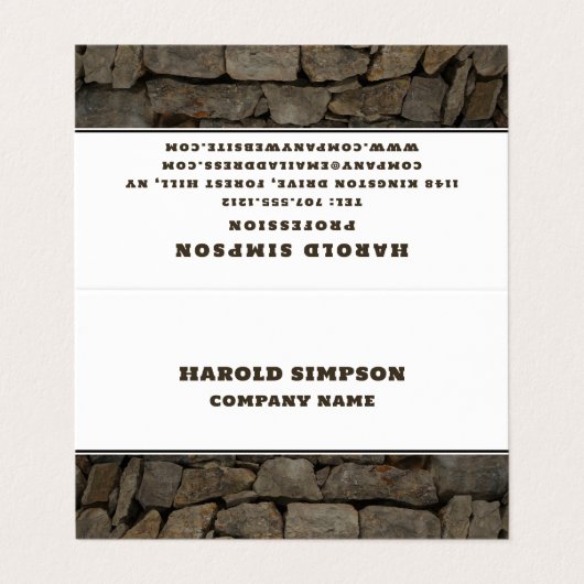 Rustic Brown Stone Double Loyalty Visitekaartje (Buitenkant ongevouwen)