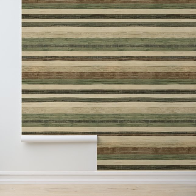 Rustic Brown Stripe Natuur Behang (Applicatie)