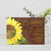 Rustic Brown Sunflower Modern Fall Wedding Kaart (Staand voorkant)