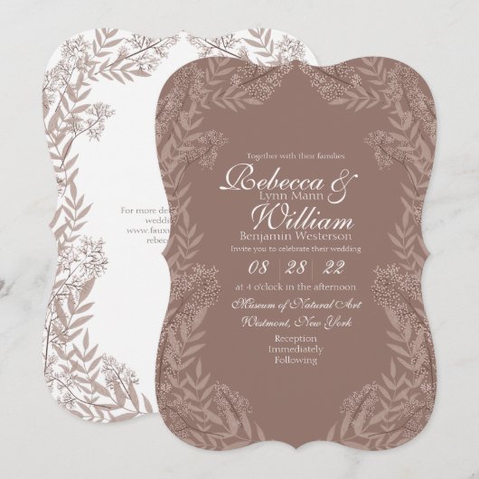 Rustic Brown Tan Wedding  Botanisch Kaart (Voorkant / Achterkant)