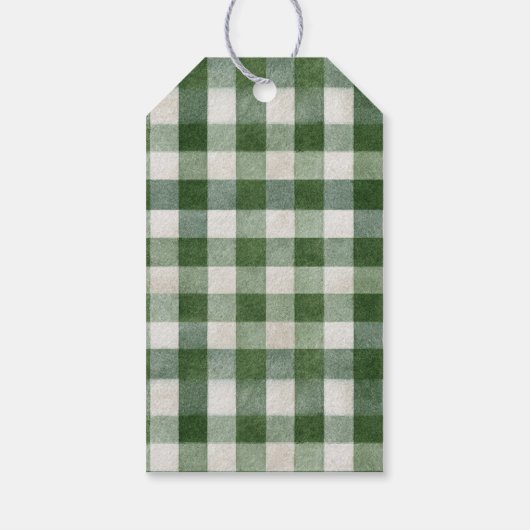 Rustic Brown Teddy Bear Green Plaid Christmas  Cadeaulabel (Achterkant)