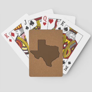 Rustic Brown Texas State Silhouette Pokerkaarten