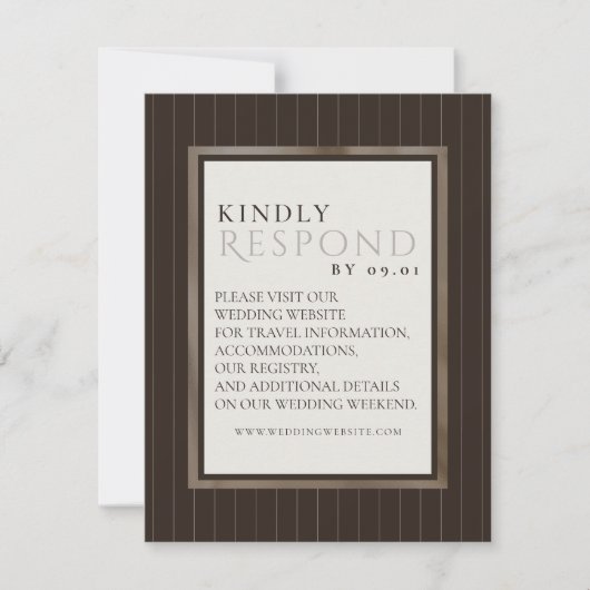 Rustic Brown Thin Stripe Pattern Wedding QR Code RSVP Kaartje (Voorkant)
