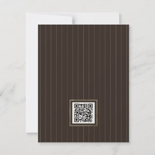 Rustic Brown Thin Stripe Pattern Wedding QR Code RSVP Kaartje (Achterkant)
