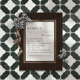 Rustic Brown Thin Stripe Pattern Wedding QR Code RSVP Kaartje