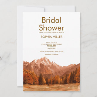 rustic brown watercolor mountain bridal shower  kaart