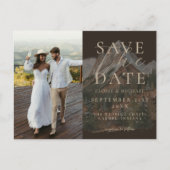 Rustic Brown Watercolor Mountain Photo Wedding Aankondigingskaart (Voorkant)