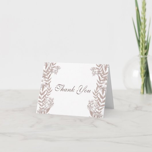 Rustic Brown Wedding Botanical Bedankkaart (Voorkant)