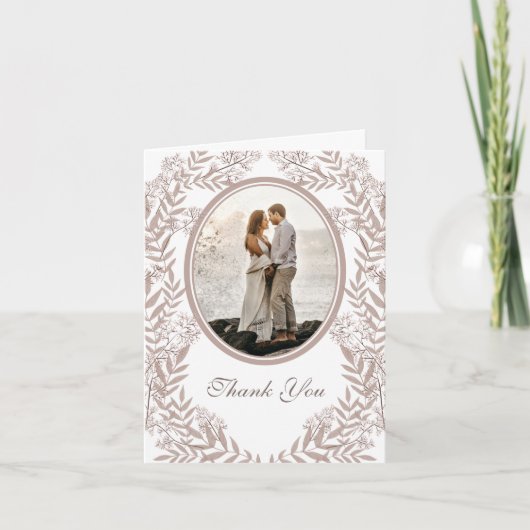 Rustic Brown Wedding  Botanical Bedankkaart (Voorkant)