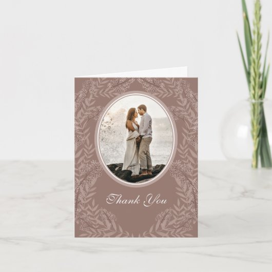 Rustic Brown Wedding  Botanical Bedankkaart (Voorkant)
