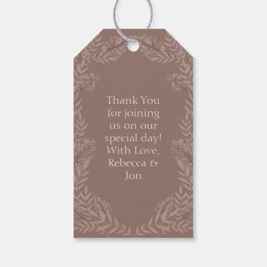 Rustic Brown Wedding Botanical Cadeaulabel (Achterkant)