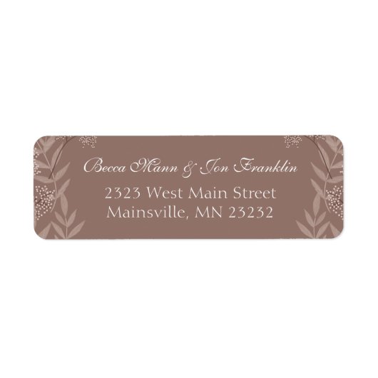 Rustic Brown Wedding Botanical Etiket (Voorkant)