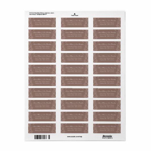 Rustic Brown Wedding  Botanical Etiket (Full Sheet)