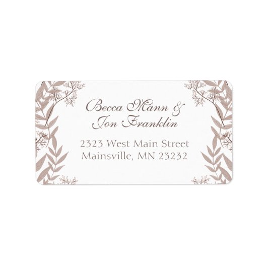 Rustic Brown Wedding  Botanical Etiket (Voorkant)