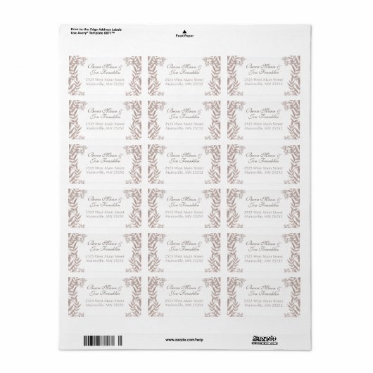 Rustic Brown Wedding  Botanical Etiket (Full Sheet)