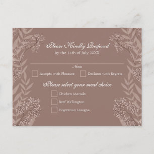 Rustic Brown Wedding  Botanical Feestdagenkaart