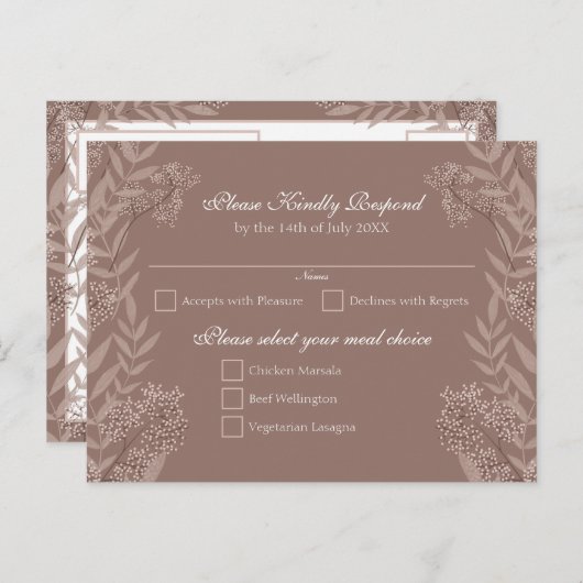 Rustic Brown Wedding Botanical Feestdagenkaart (Voorkant / Achterkant)