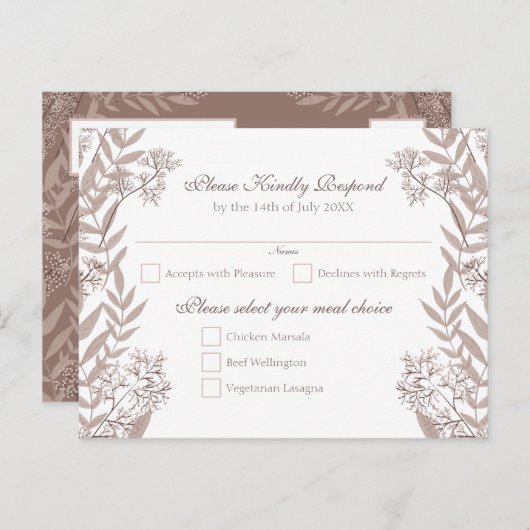 Rustic Brown Wedding  Botanical Feestdagenkaart (Voorkant / Achterkant)