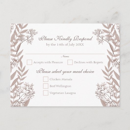 Rustic Brown Wedding Botanical Feestdagenkaart (Voorkant)