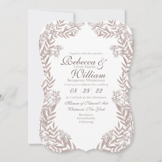 Rustic Brown Wedding Botanical Kaart (Voorkant)