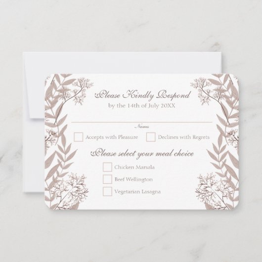Rustic Brown Wedding Botanical Kaart (Voorkant)